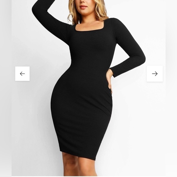 POPILUSH Shapewear Dress Long Sleeve Midi - NWT - Picture 1 of 9